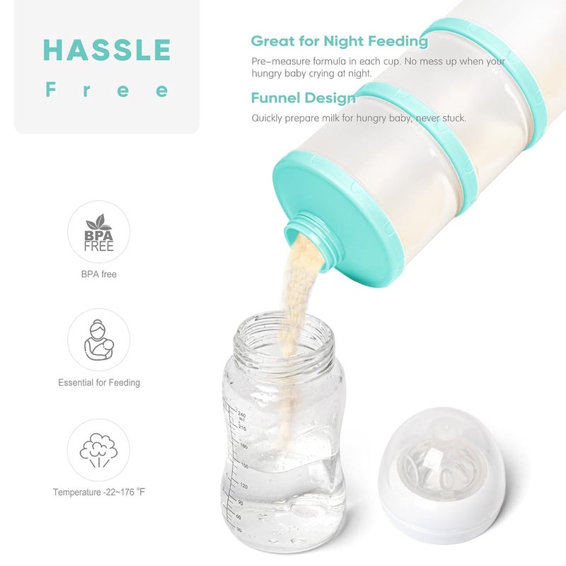 Termichy Stackable Formula Dispenser Portable Milk Powder Container, 2 Pack, Mint - Image 5